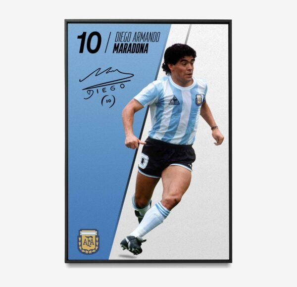Maradona poster in a big room, showcasing the football legend in an artistic and impactful way.