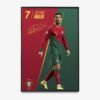 Cristiano Ronaldo poster framed and displayed in a professional office setting, creating a motivational football atmosphere.