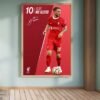 Mac Allister poster in a large format print, placed in an open and stylish room for a striking football aesthetic.
